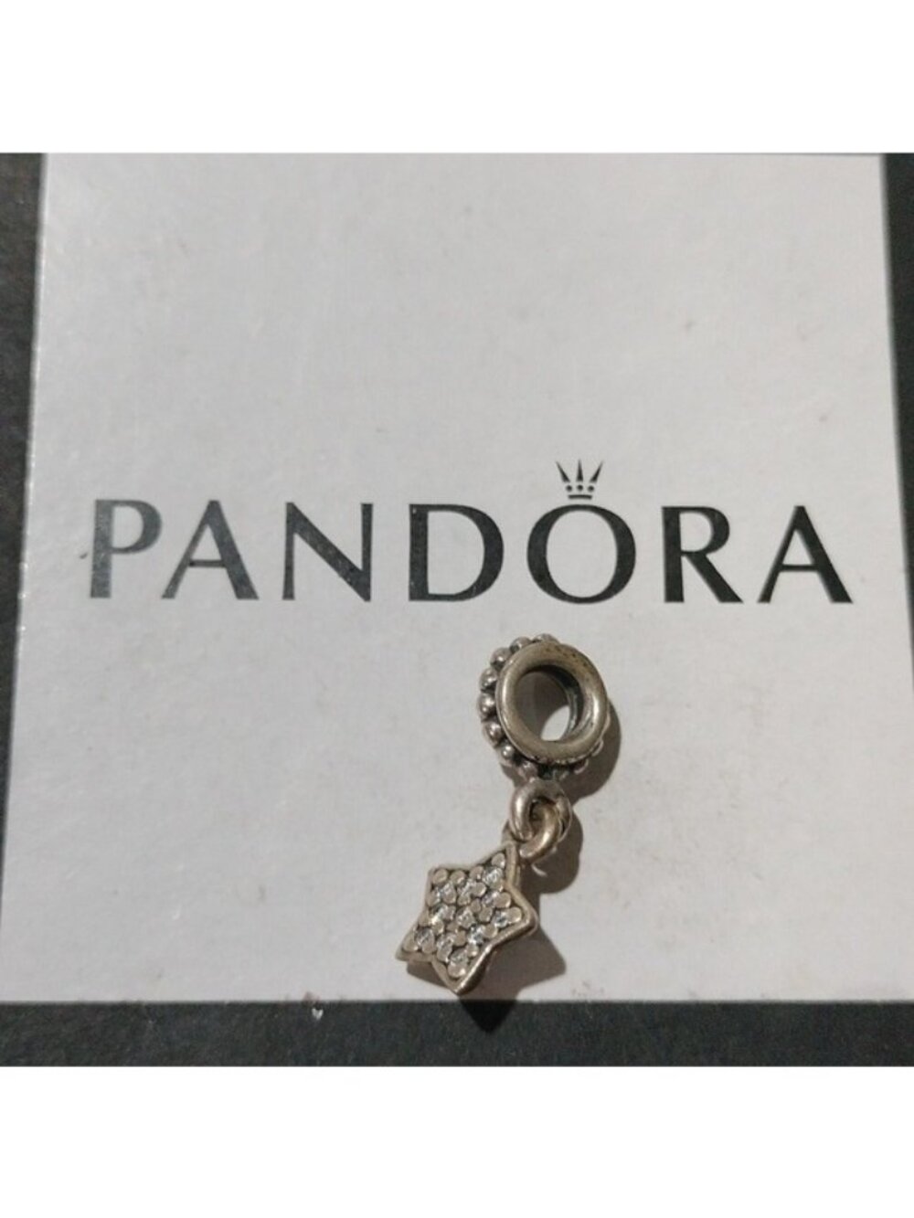 Pandora Retired Sterling Silver Pave Star Dangle Bead w/ CZ - 791024cz